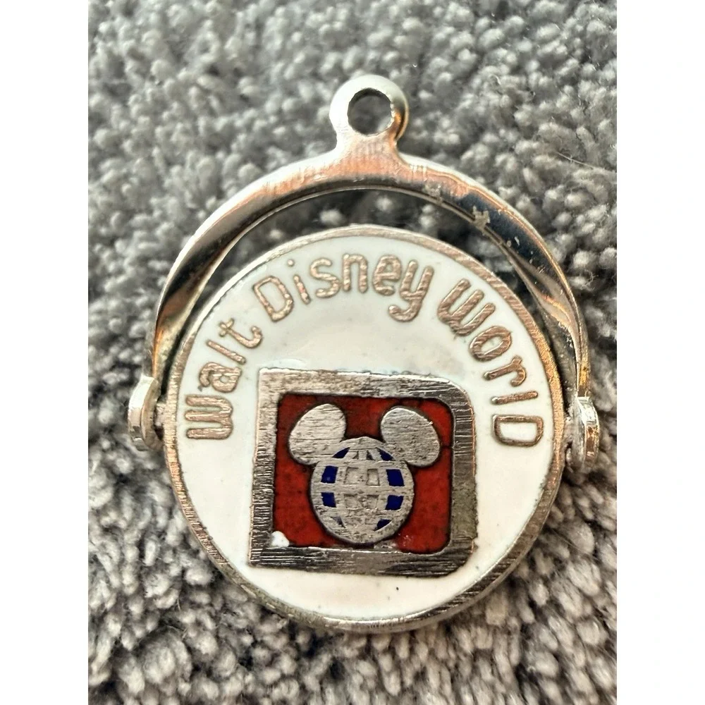Disney World Sterling Silver Enamel Spinner Charm Vintage Disney Productions